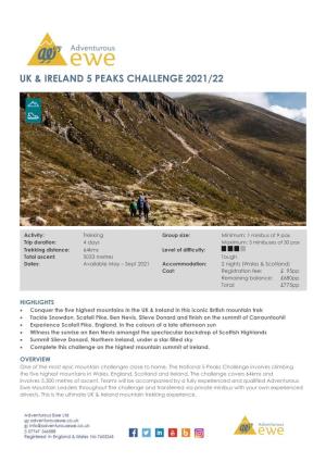 Uk & Ireland 5 Peaks Challenge 2021/22