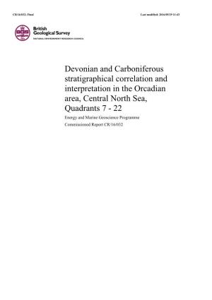Devonian and Carboniferous Stratigraphical Correlation and Interpretation in the Central North Sea, Quadrants 25 – 44