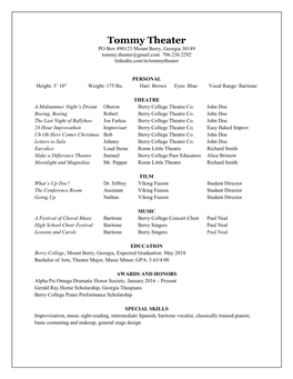 Theater Resume