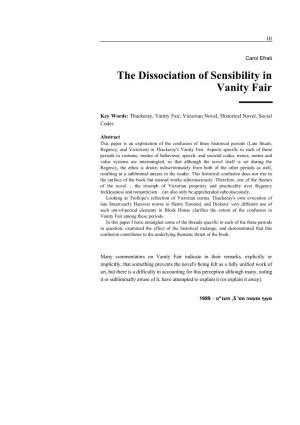 The Dissociation of Sensibility in Vanity Fair