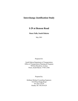 Interchange Justification Study I-29 at Benson Road