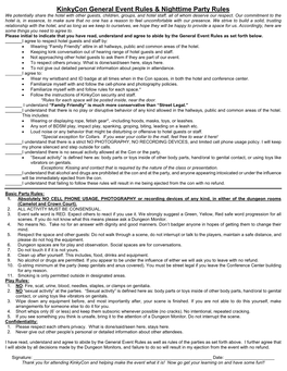 Kinkycon General Event Rules & Nighttime Party Rules