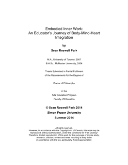 Embodied Inner Work: an Educator's Journey of Body-Mind-Heart