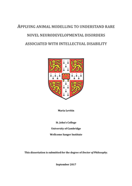 Thesis, I Have Studied Rare Monogenic Novel Neurodevelopmental Disorders Associated with ID