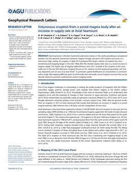 Voluminous Eruption from a Zoned Magma Body After an Increase in Supply Rate at Axial Seamount