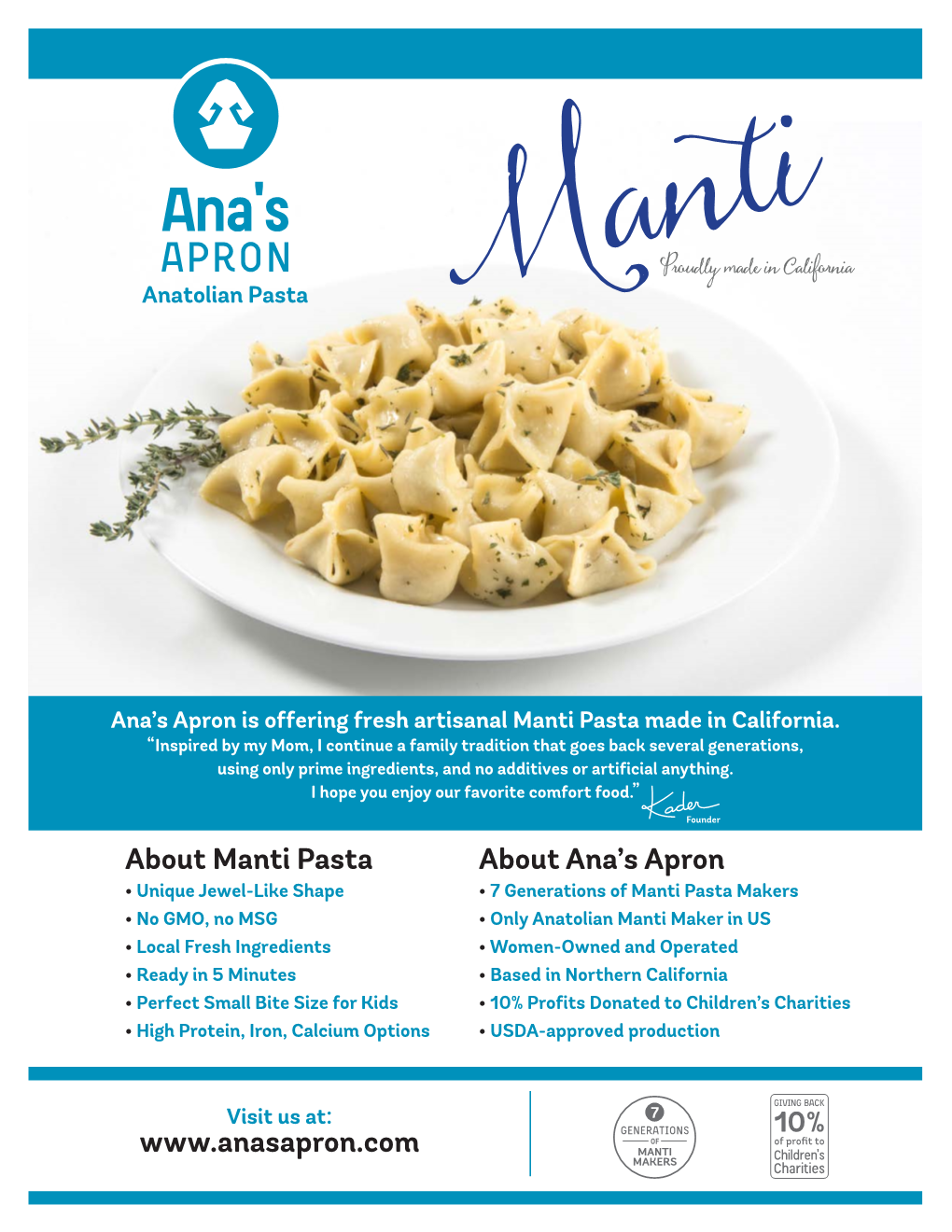 About Manti Pasta About Ana's Apron