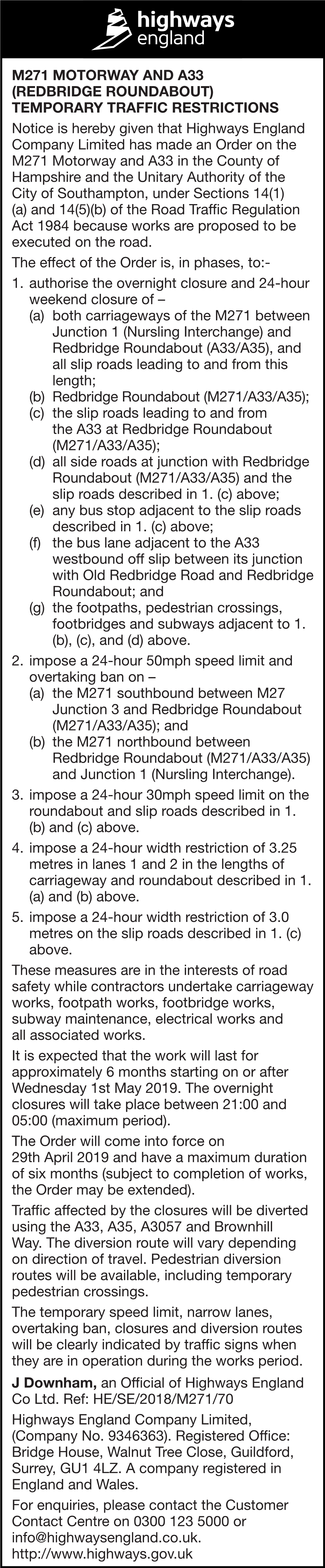 M271 Motorway and A33 (Redbridge