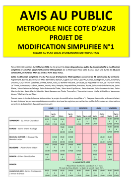 Metropole Nice Cote D'azur Projet De Modification