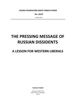 The Pressing Message of Russian Dissidents