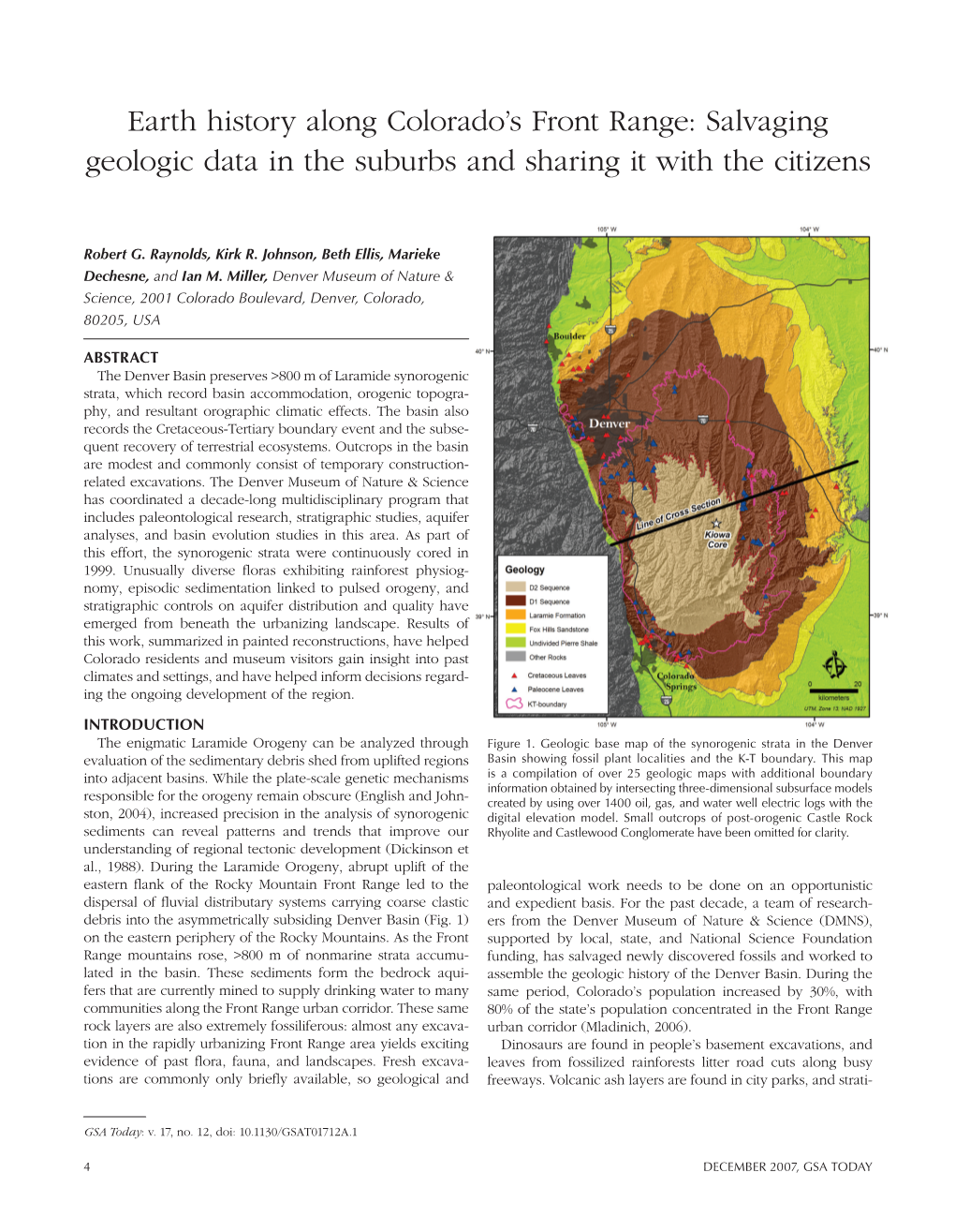 Earth History Along Colorado's Front Range