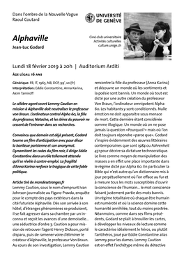 Alphaville Activités Culturelles Jean-Luc Godard Culture.Unige.Ch