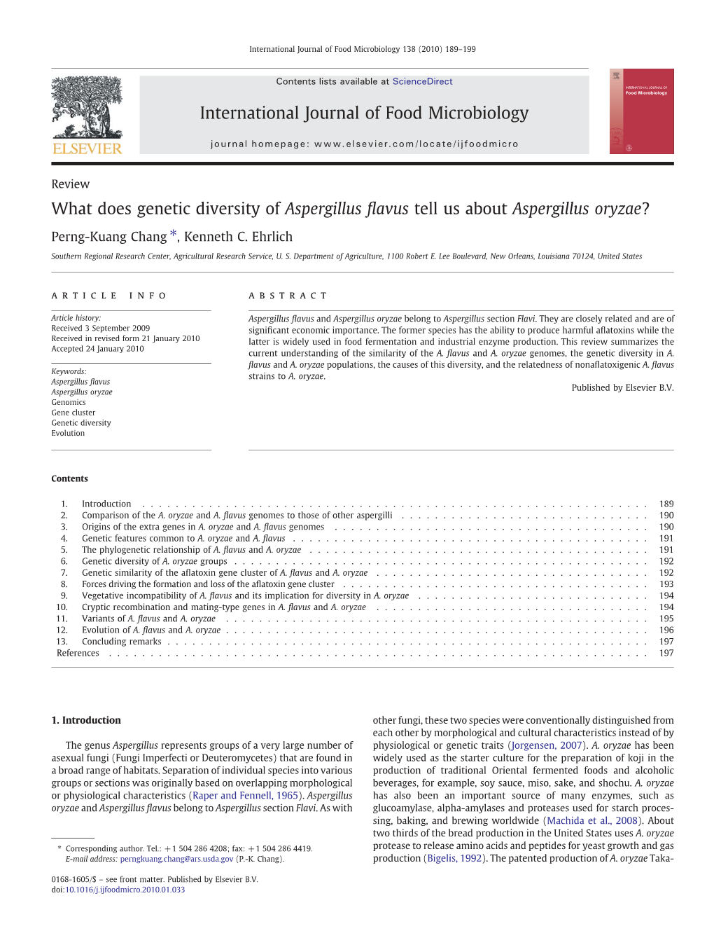 What Does Genetic Diversity of Aspergillus Flavus Tell Us About