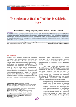 The Indigenous Healing Tradition in Calabria, Italy