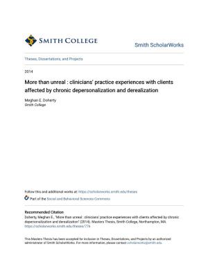 Clinicians' Practice Experiences with Clients Affected by Chronic Depersonalization and Derealization