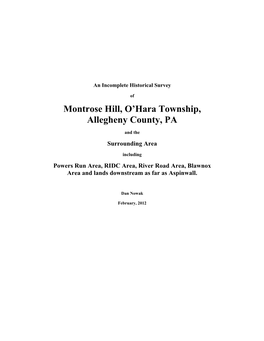 An Incomplete Historical Survey of Montrose Hill, O'hara Township