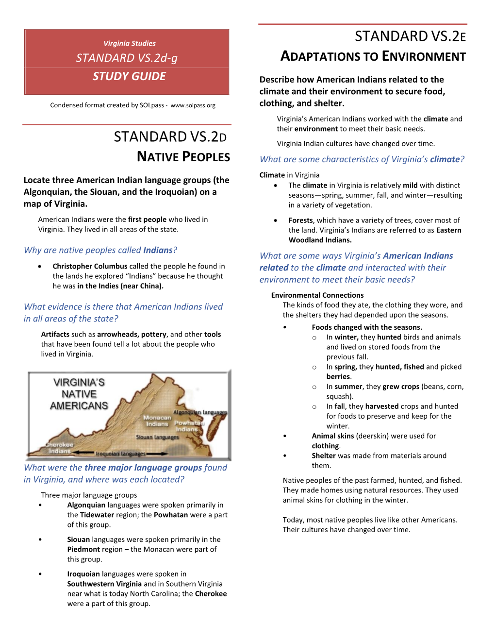 Standardvs.2E Adaptations to Environment