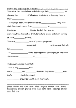 Prayer and Blessings in Judaism: (Group 1: Copy in Book