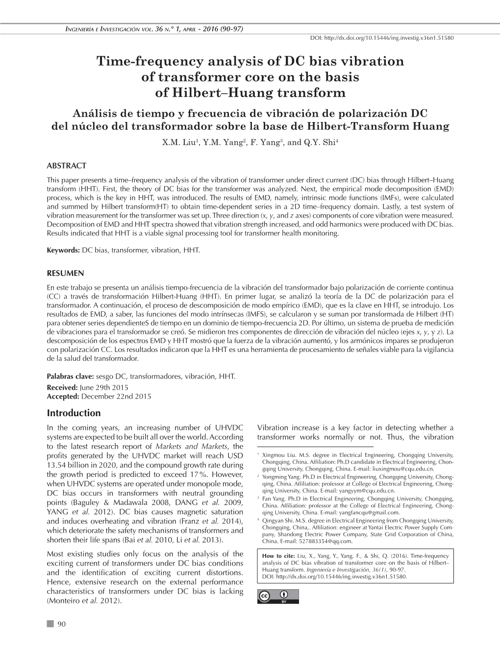 Time-Frequency Analysis of DC Bias Vibration of Transformer Core on The