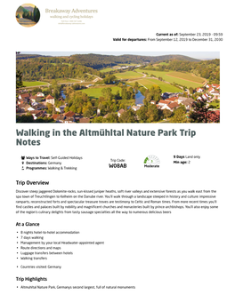 Walking in the Altmühltal Nature Park Trip Notes