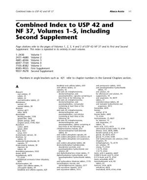 Combined Index to USP 42 and NF 37, Volumes 1–5, Including Second Supplement
