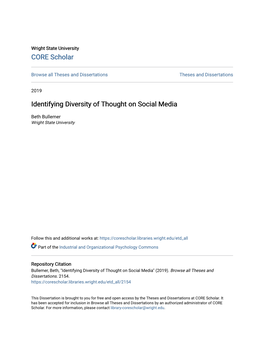 Identifying Diversity of Thought on Social Media