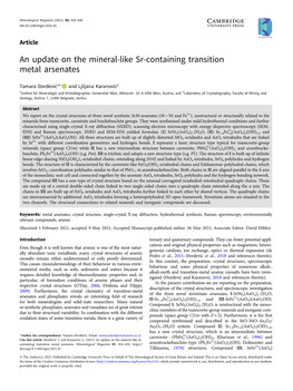 An Update on the Mineral-Like Sr-Containing Transition Metal Arsenates