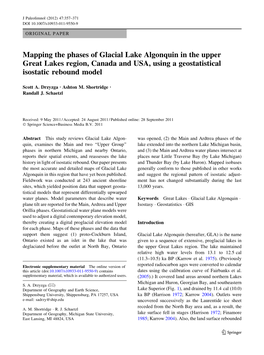 Mapping the Phases of Glacial Lake Algonquin in the Upper Great Lakes Region, Canada and USA, Using a Geostatistical Isostatic Rebound Model