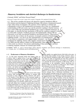 1 Runaway Breakdown and Electrical Discharges in Thunderstorms