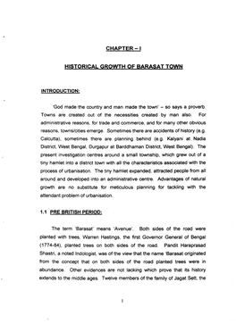 Chapter-I Historical Growth of Barasat Town