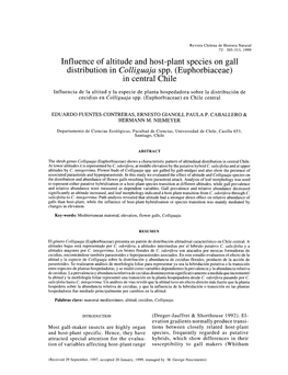 Influence of Altitude and Host-Plant Species on Gall Distribution in Colliguaja Spp