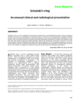 Schatzkis Ring. an Unusual Clinical and Radiological Presentation