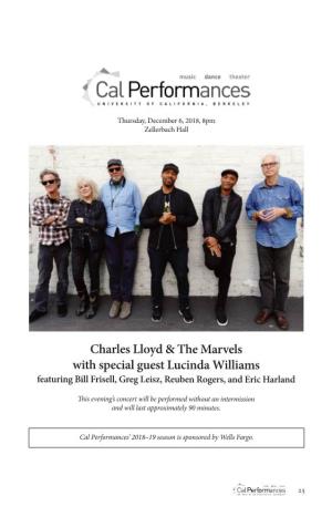 Charles Lloyd & the Marvels with Special Guest Lucinda Williams