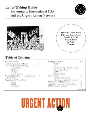 Letter Writing Guide for Amnesty International USA and the Urgent Action Network