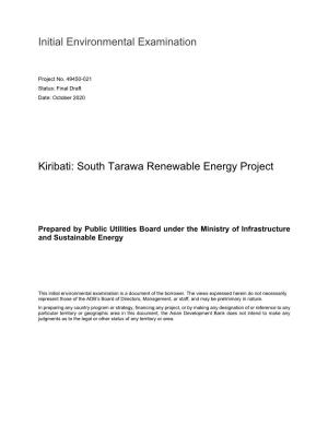 South Tarawa Renewable Energy Project: Initial Environmental Examination