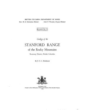 Geology of the STANFORDRANGE of the Rocky Mountains