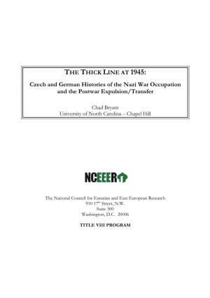 Czech and German Histories of the Nazi War Occupation and the Postwar Expulsion/Transfer