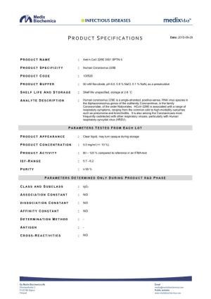 Product Specifications Sheet