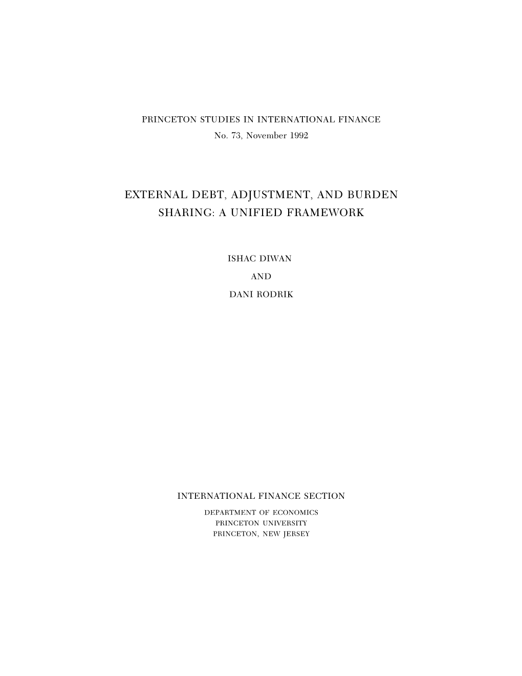 External Debt, Adjustment, and Burden Sharing: a Unified Framework