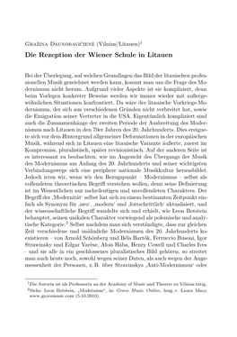 Die Rezeption Der Wiener Schule in Litauen