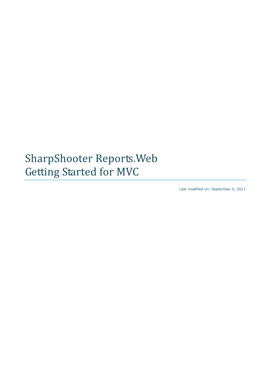 Sharpshooter Reports.Web Getting Started for MVC