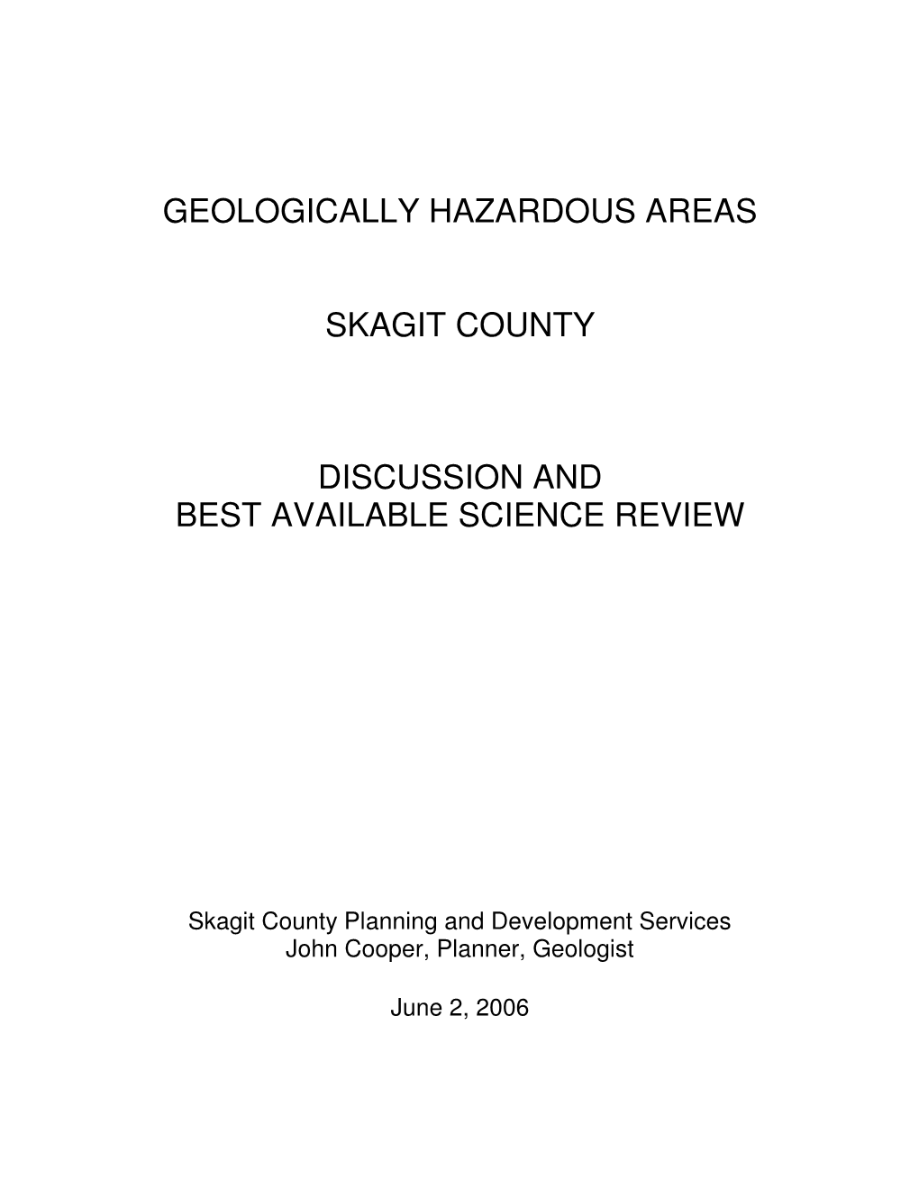 Geologically Hazardous Areas Skagit County Discussion and Best