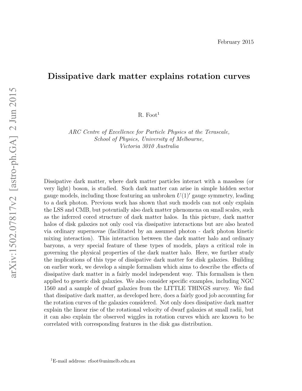 Dissipative Dark Matter Explains Rotation Curves