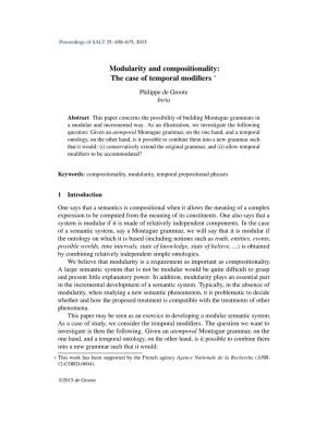 Modularity and Compositionality: the Case of Temporal Modifiers