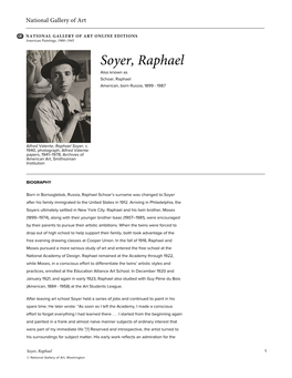 Soyer, Raphael Also Known As Schoar, Raphael American, Born Russia, 1899 - 1987