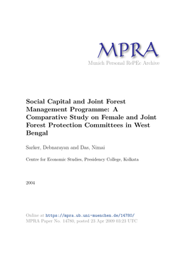 Social Capital and Joint Forest Management Programme: a Comparative Study on Female and Joint Forest Protection Committees in West Bengal
