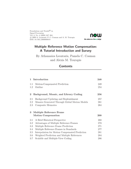 Multiple Reference Motion Compensation: a Tutorial Introduction and Survey Contents