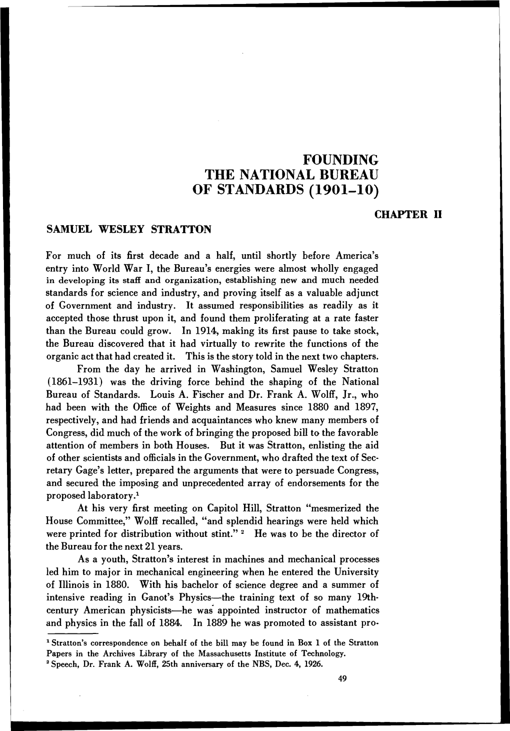 A History of the National Bureau of Standards