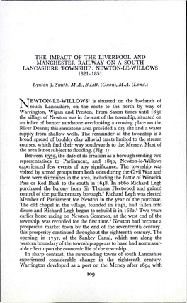 NEWTON-LE-WILLOWS 1821-1851 Lynton J. Smith, M.A., B.Litt