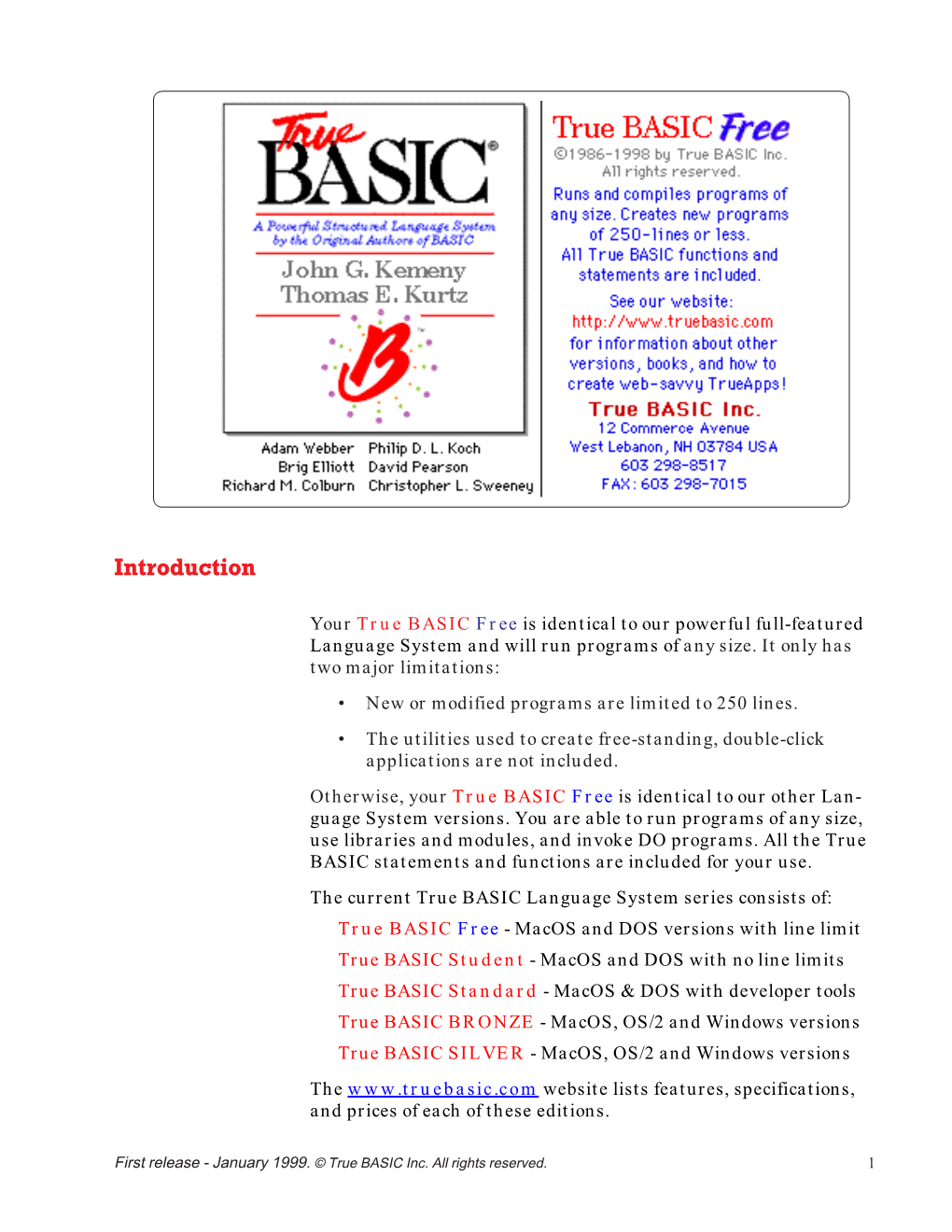 The Manual for True Basic Free Is Here