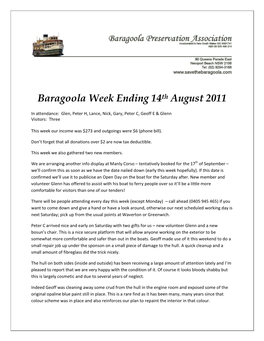 Baragoola Week Ending 14Th August 2011